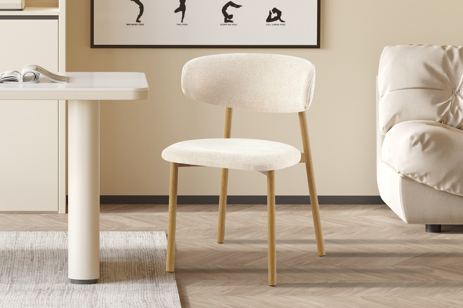 Image 2 for NEW - Stoel Coco Metalen onder. Naturel - Stof Fabb Raven 24 Beige