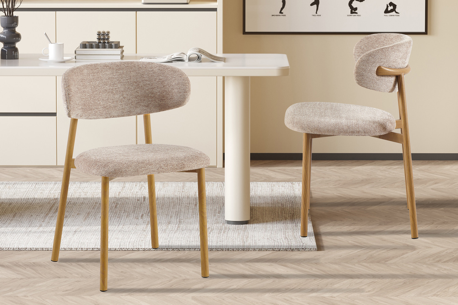 Image 1 for NEW - Stoel Coco Metalen onder. Naturel - Stof Fabb Raven 30 Zand