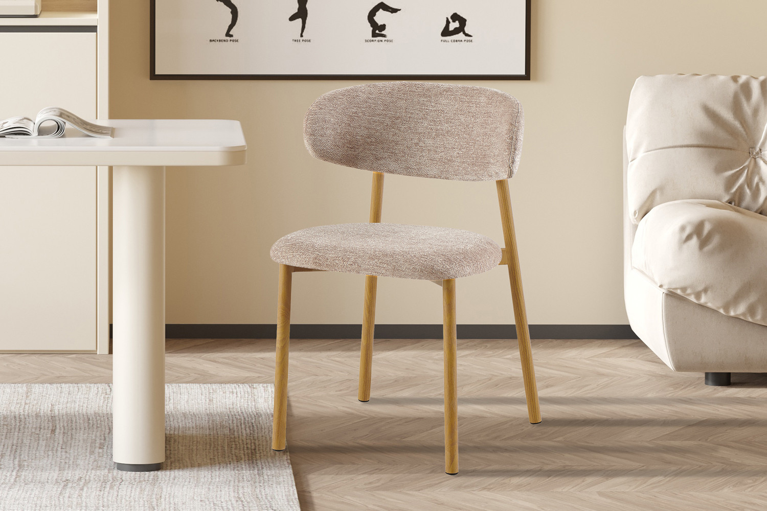 Image 2 for NEW - Stoel Coco Metalen onder. Naturel - Stof Fabb Raven 30 Zand