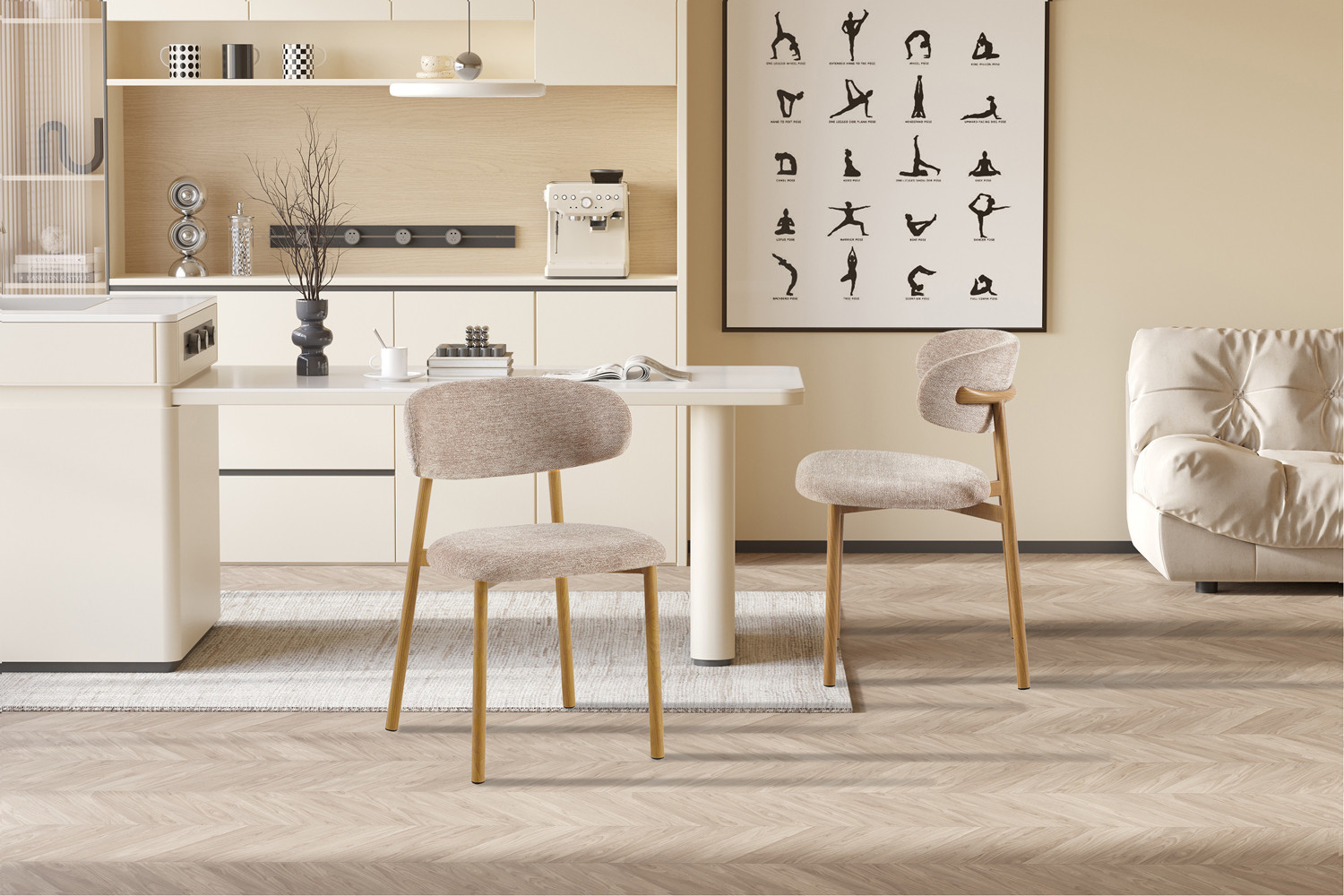 Image 3 for NEW - Stoel Coco Metalen onder. Naturel - Stof Fabb Raven 30 Zand