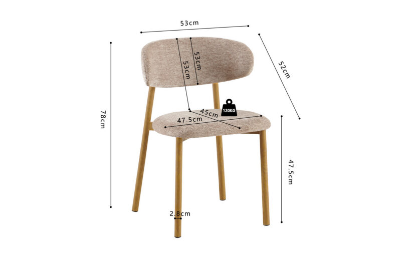 Image 10 for Stoel Coco Metalen onderstel Naturel - Stof Fabb Raven 30 Zand