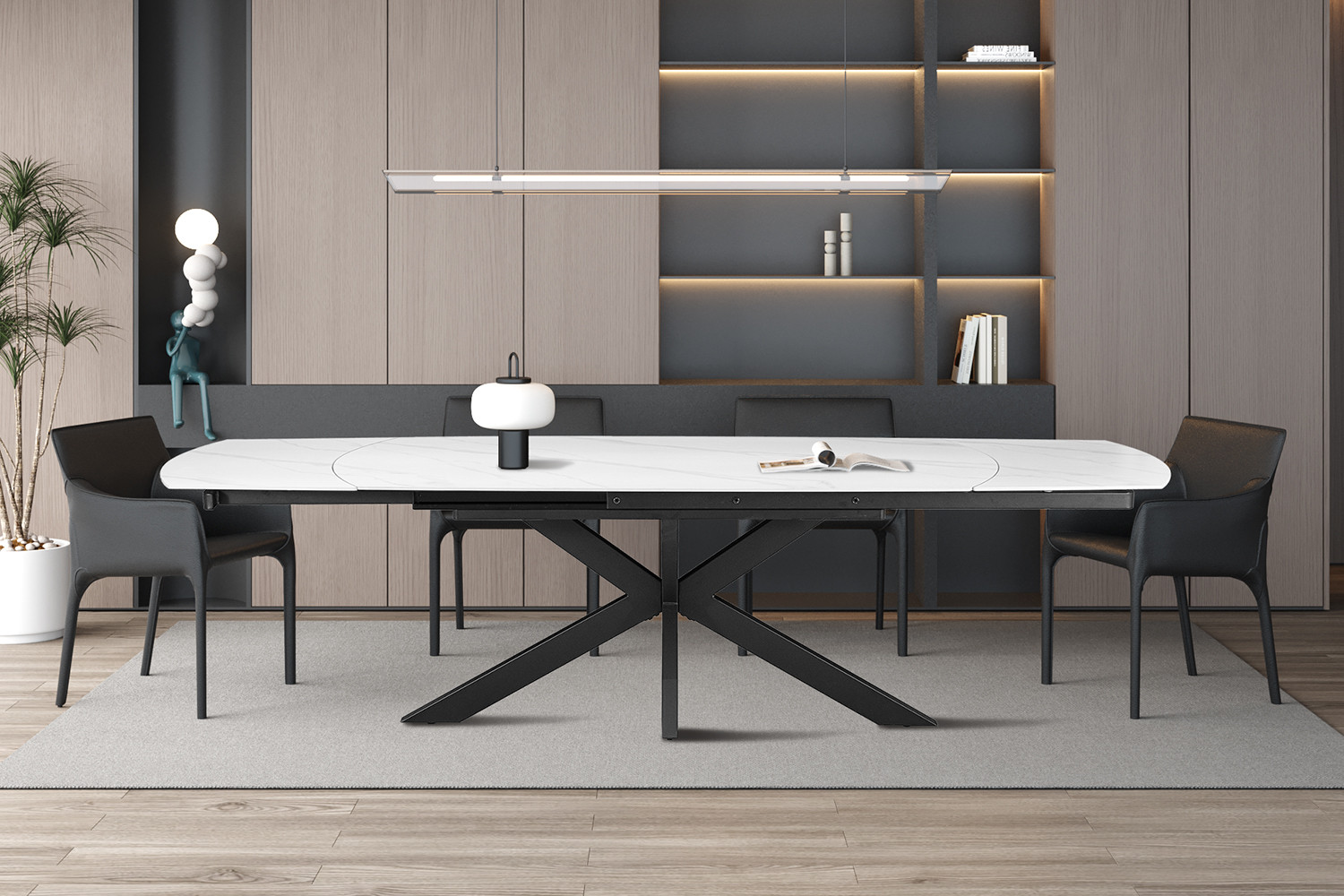 Image 2 for NEW - Uitschuifbare tafel Ares 160-240 cm Deens Ovaal Steen Wit