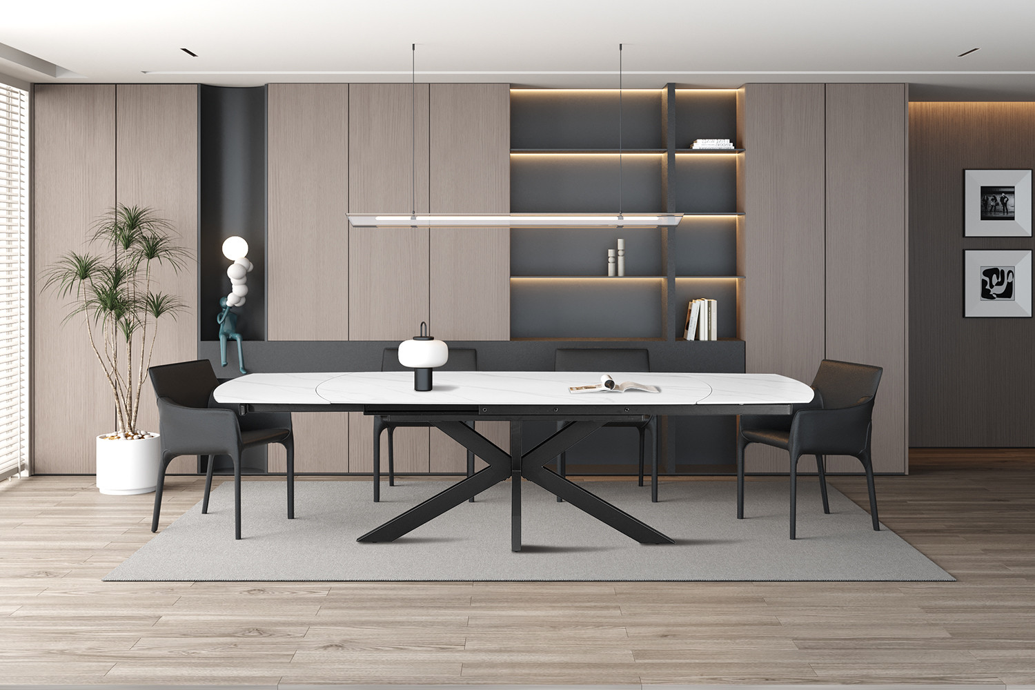 Image 3 for NEW - Uitschuifbare tafel Ares 160-240 cm Deens Ovaal Steen Wit