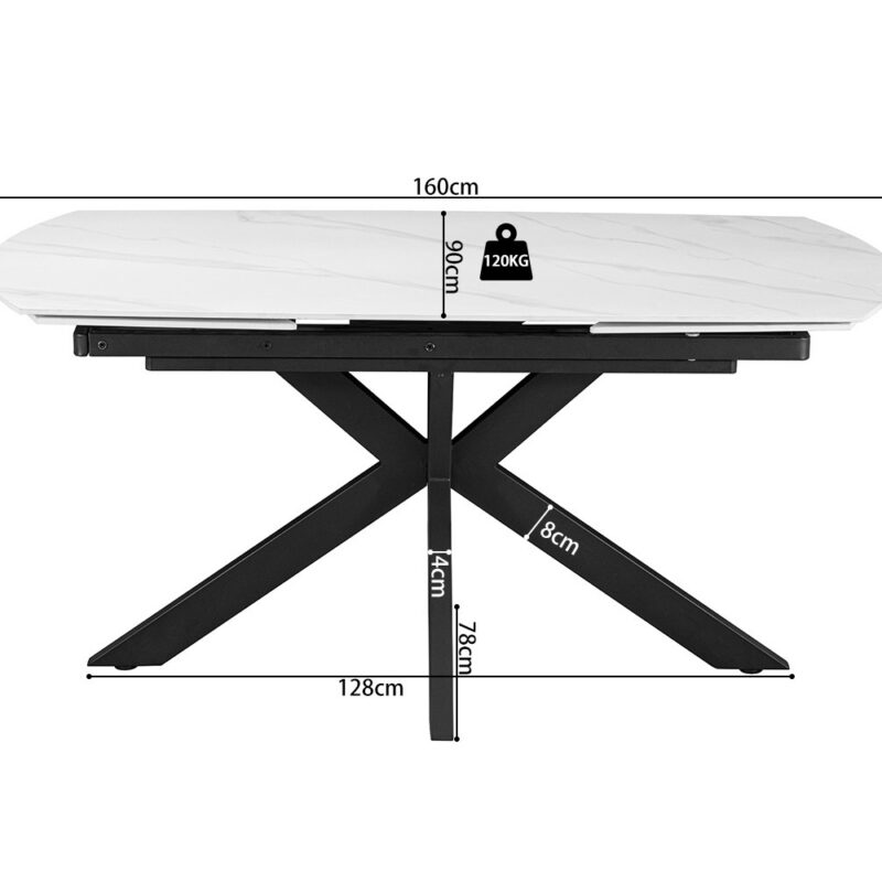 Image 9 for NEW - Uitschuifbare tafel Ares 160-240 cm Deens Ovaal Steen Wit