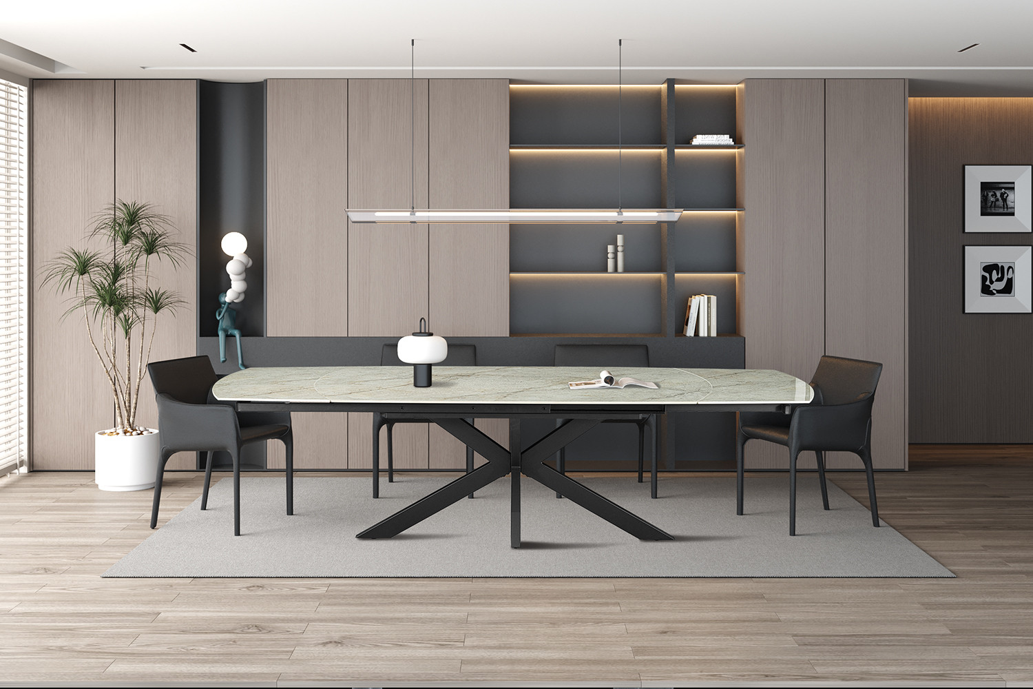 Image 3 for NEW -Uitschuifbare tafel Ares 160-240 cm Deens Ovaal Glanzend Steen Beige