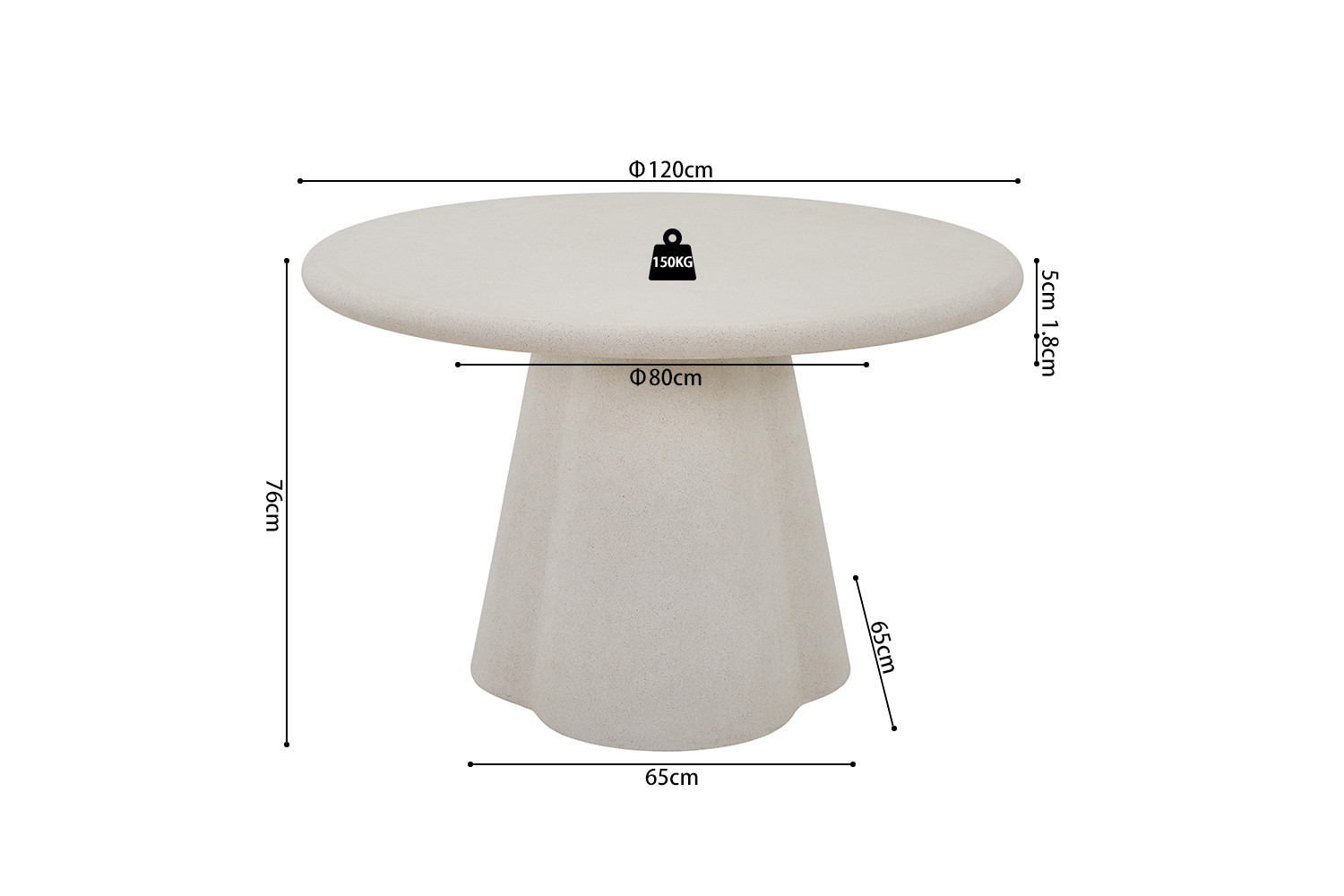 Image 9 for NEW - Tafel Faro 120 cm Rond Cement