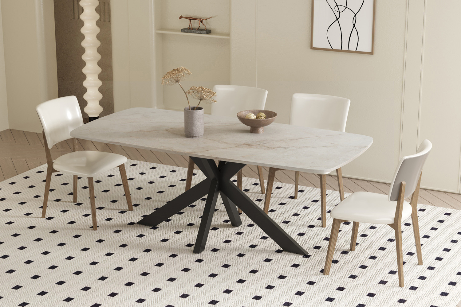 Image 1 for Tafel Apollo 180 cm Deens Ovaal Glanzend Steen Shakespear Beige