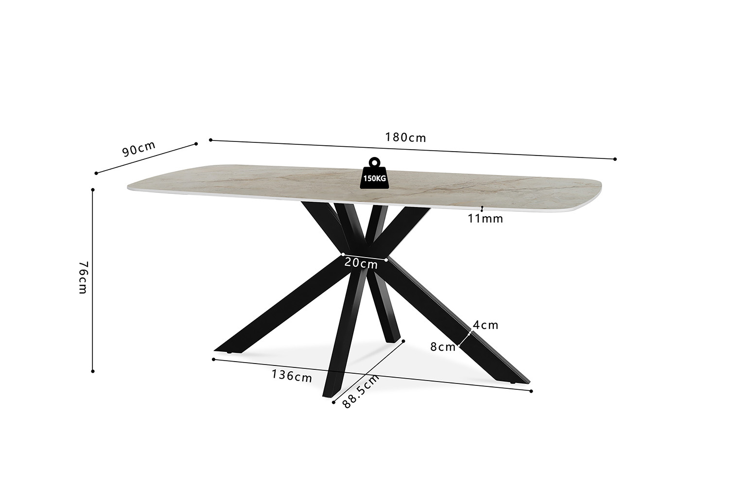 Image 10 for Tafel Apollo 180 cm Deens Ovaal Glanzend Steen Shakespear Beige