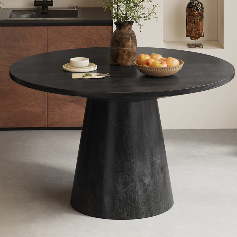 Image 2 for Tafel Tommy 130 cm Rond Mango hout Zwart
