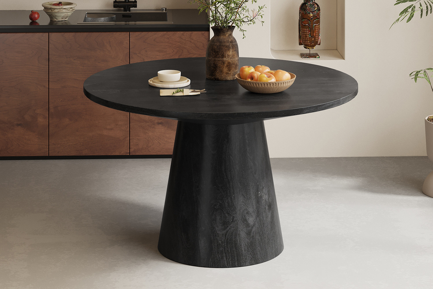 Image 2 for Tafel Tommy 130 cm Rond Mango hout Zwart