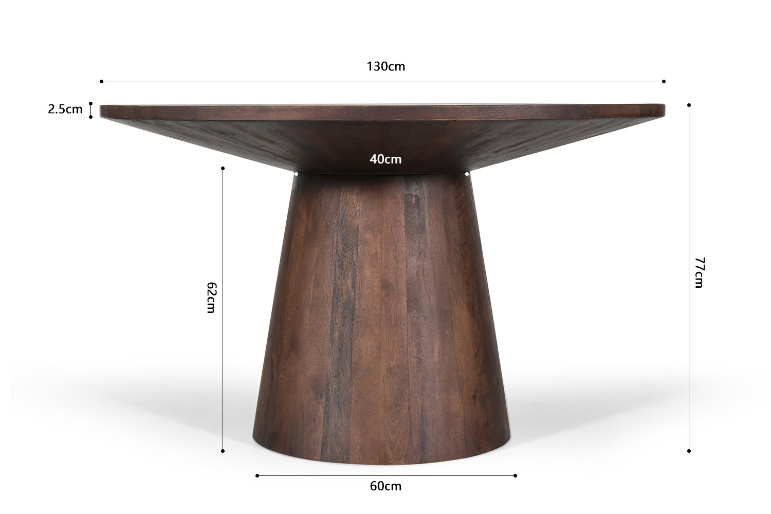 Image 8 for Tafel Tommy 130 cm Rond Mango hout Bruin