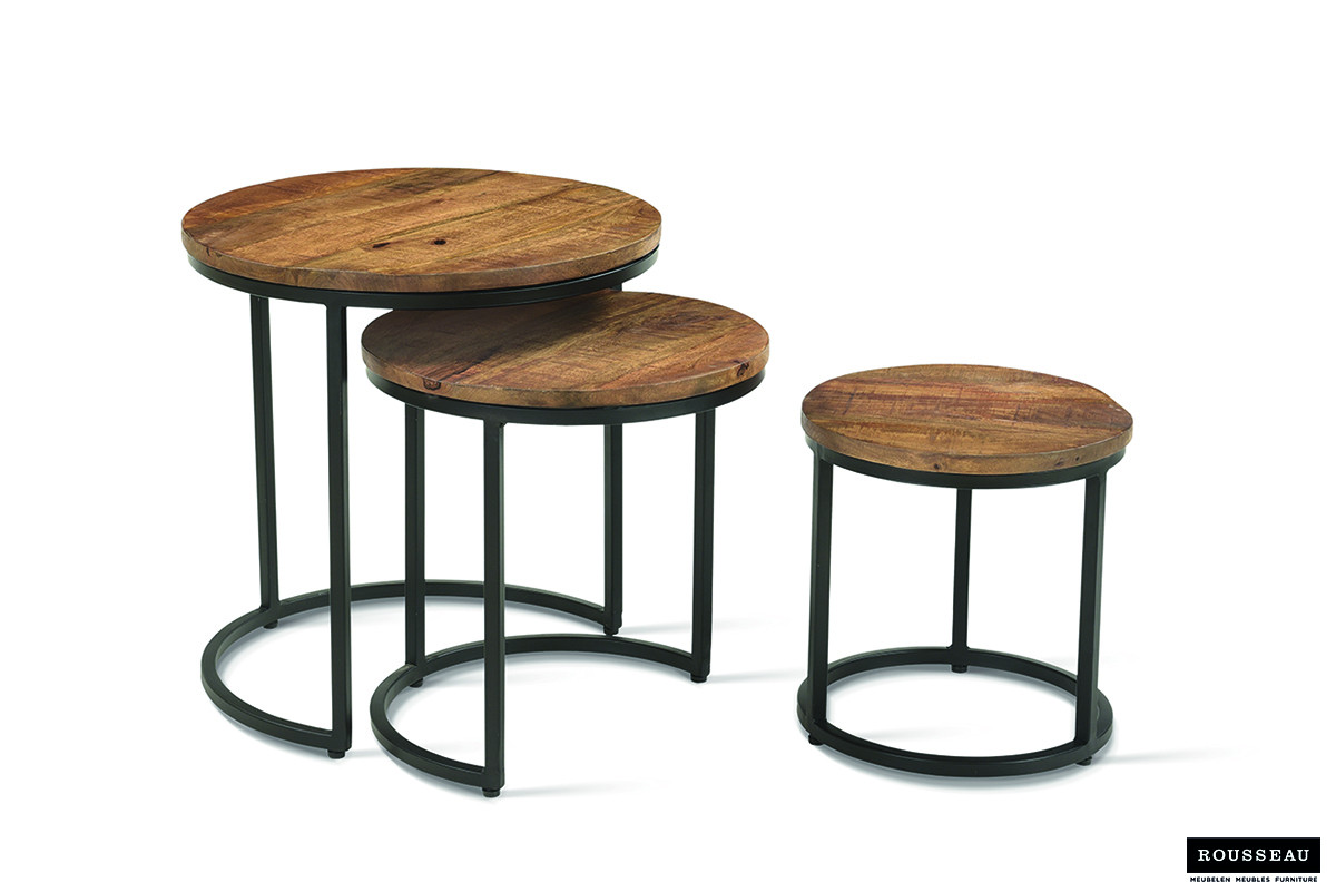 Image 6 for Bijzettafel Plano 3-delig Mango hout