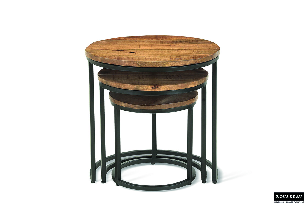 Image 7 for Bijzettafel Plano 3-delig Mango hout