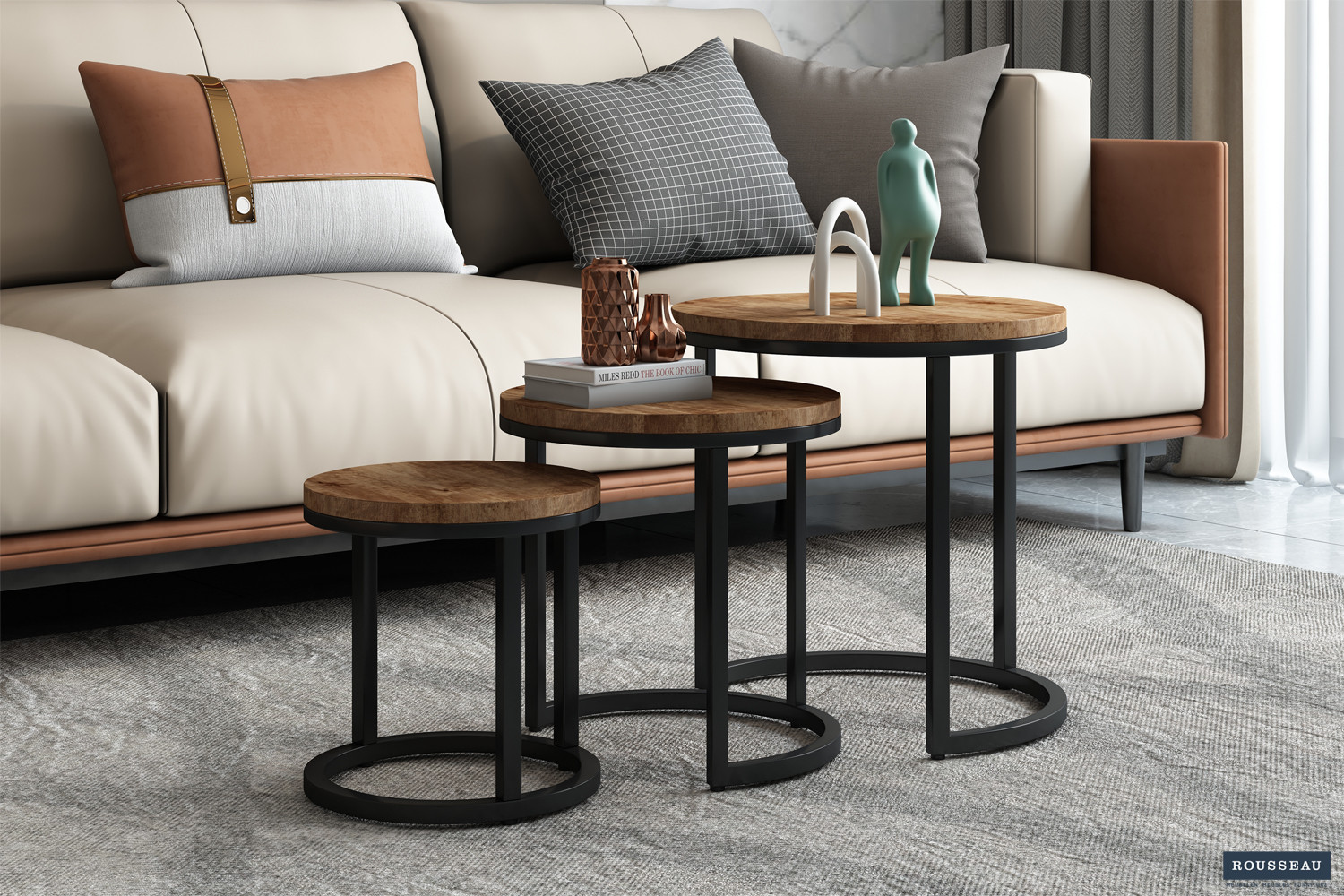 Image 1 for Bijzettafel Plano 3-delig Mango hout