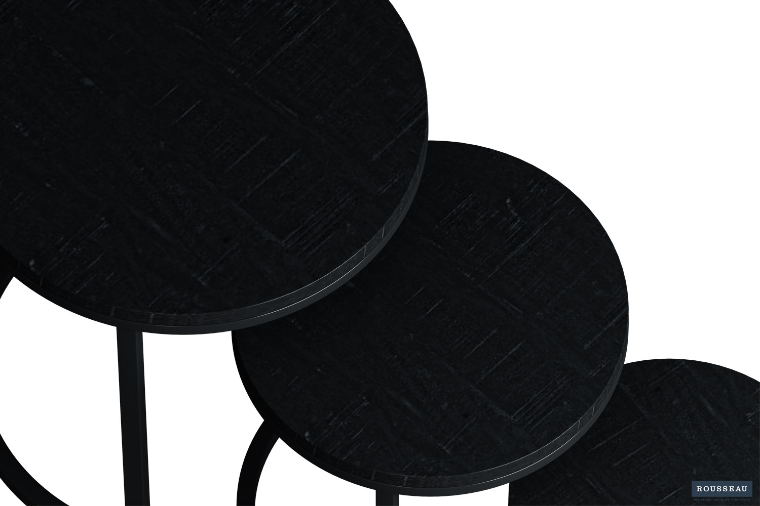 Image 3 for Bijzettafel Plano 3-delig Mango hout zwart