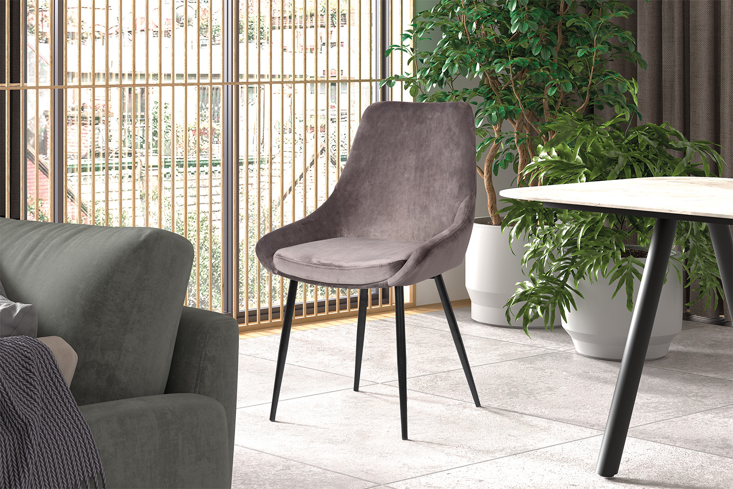 Image 1 for SALE - Stoel Mirano Fluweel Grijs