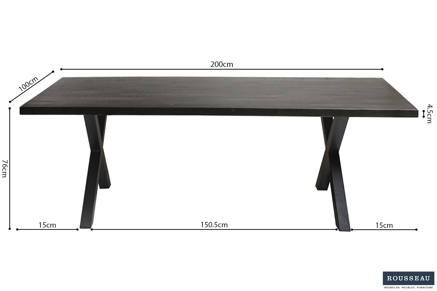 ca683ef2-0561-4415-b7fd-977175b82416 Image 8 for SALE - Tafel Elena 200 cm Rechthoekig Mango hout zwart