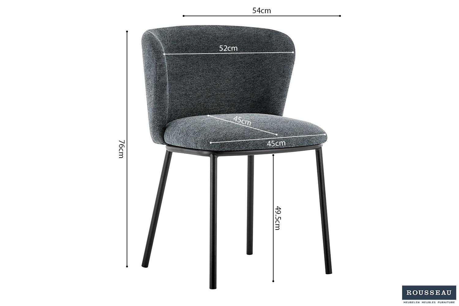 Image 9 for Stoel Arthur Stof Ote Belfast 39 Donkergrijs