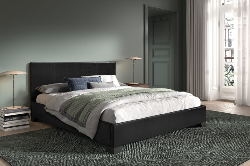 Image 2 for Bed Roma 160x200 met lattenbodem PU Zwart