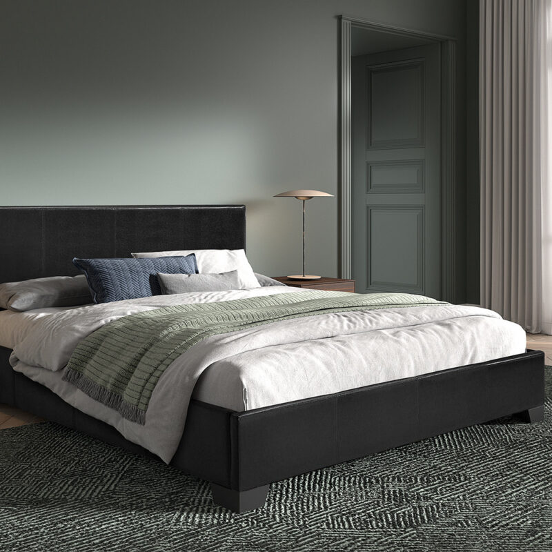 Image 2 for Bed Roma 160x200 met lattenbodem PU Zwart