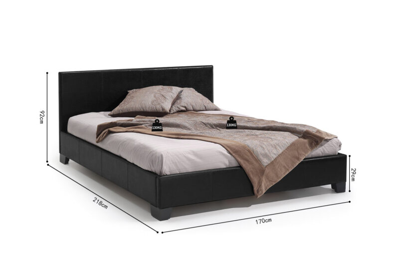 Image 7 for Bed Roma 160x200 met lattenbodem PU Zwart