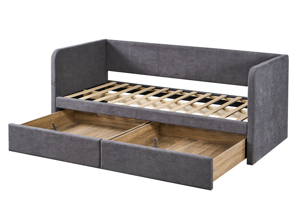 Image 4 for Bed Parma 90x200 met lattenbodem Stof Grijs