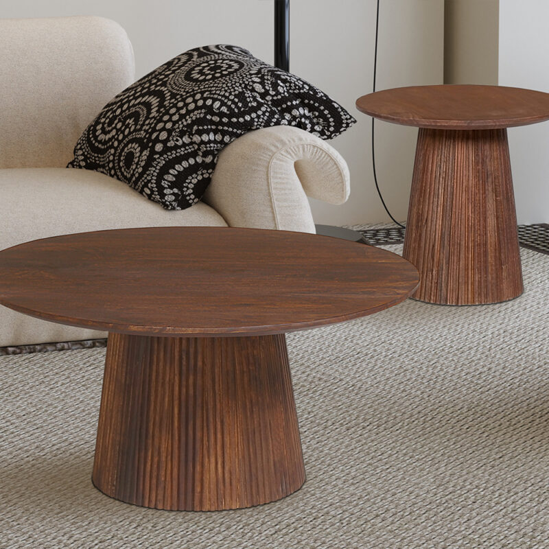 Image 3 for Salontafel Miguel 50 cm Rond Mango hout Lichtbruin