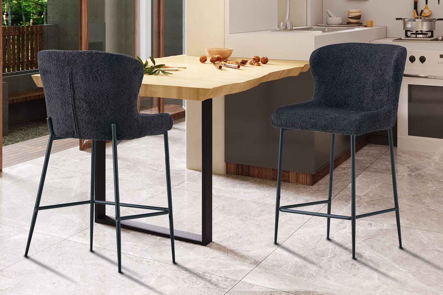 Image 1 for Counterstoel Lisa Bouclé Donkergrijs