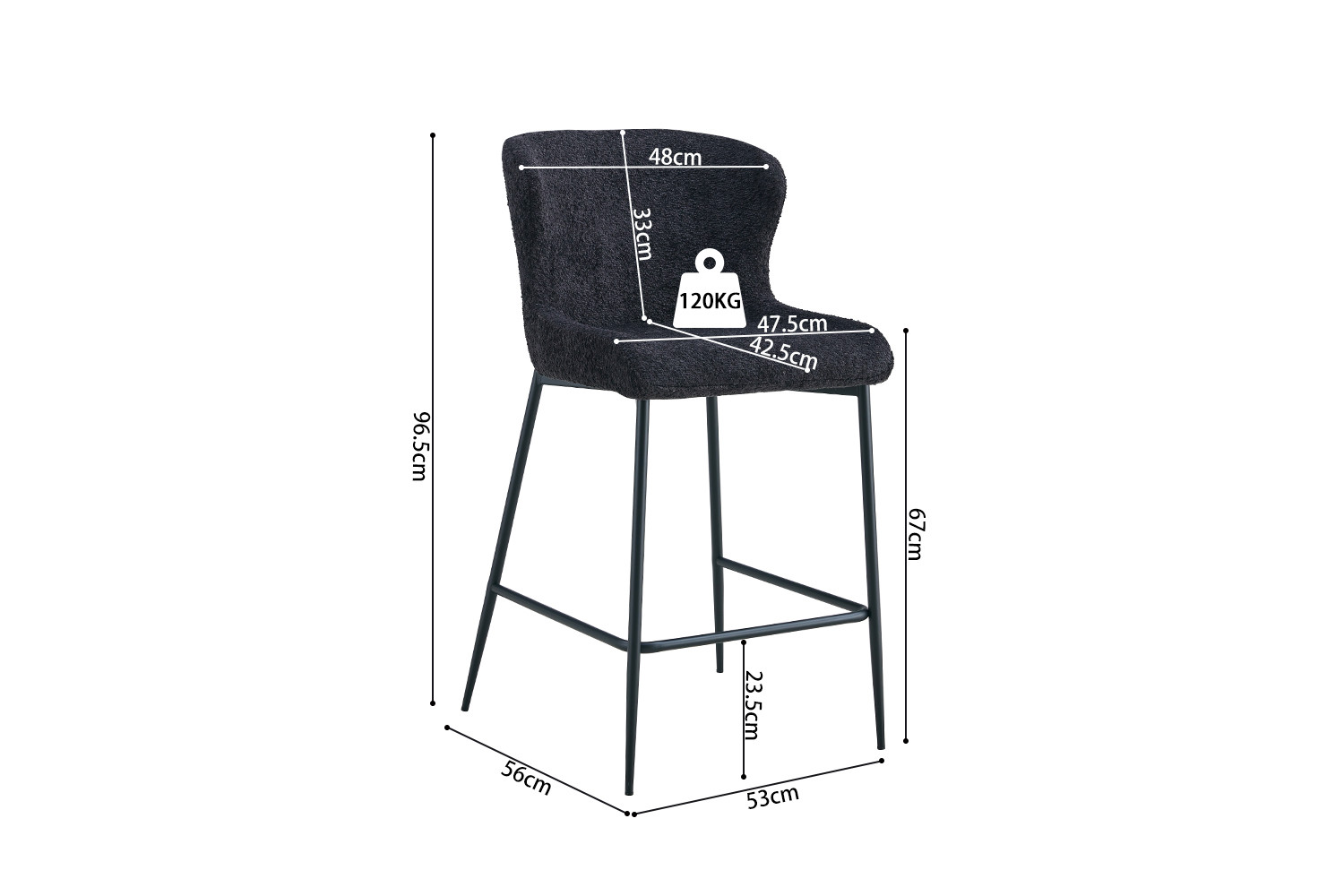 Image 9 for Counterstoel Lisa Bouclé Donkergrijs