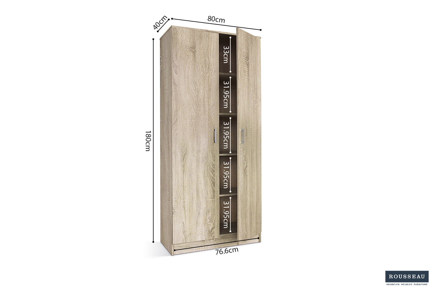 Image 6 for Opbergkast Ray 2 deuren en 4 legplanken Sonoma