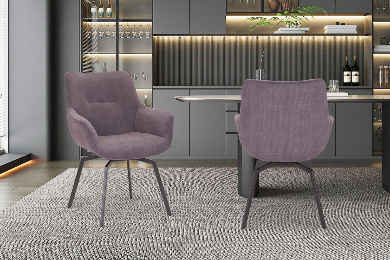 Image 1 for SALE - Stoel Modest Draaibaar Ribfluweel Grijs