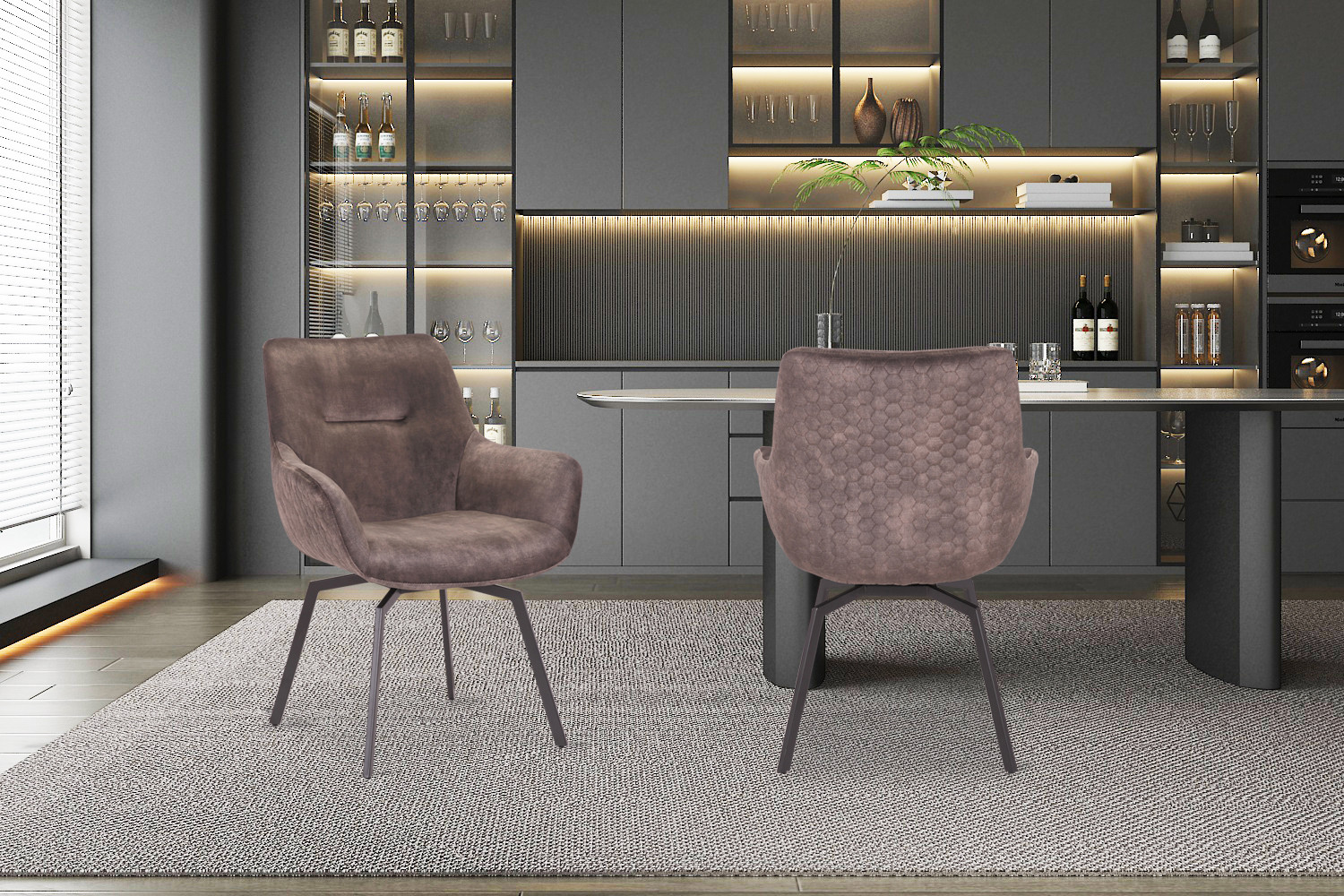 Image 1 for SALE - Stoel Modest Draaibaar Fluweel Taupe