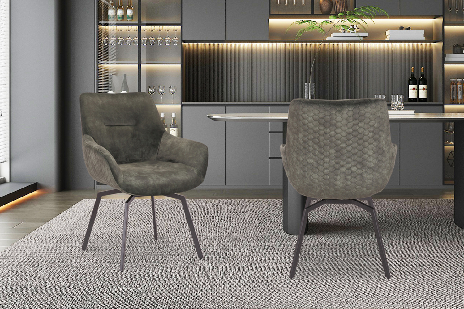 Image 1 for SALE - Stoel Modest Draaibaar Fluweel Groen