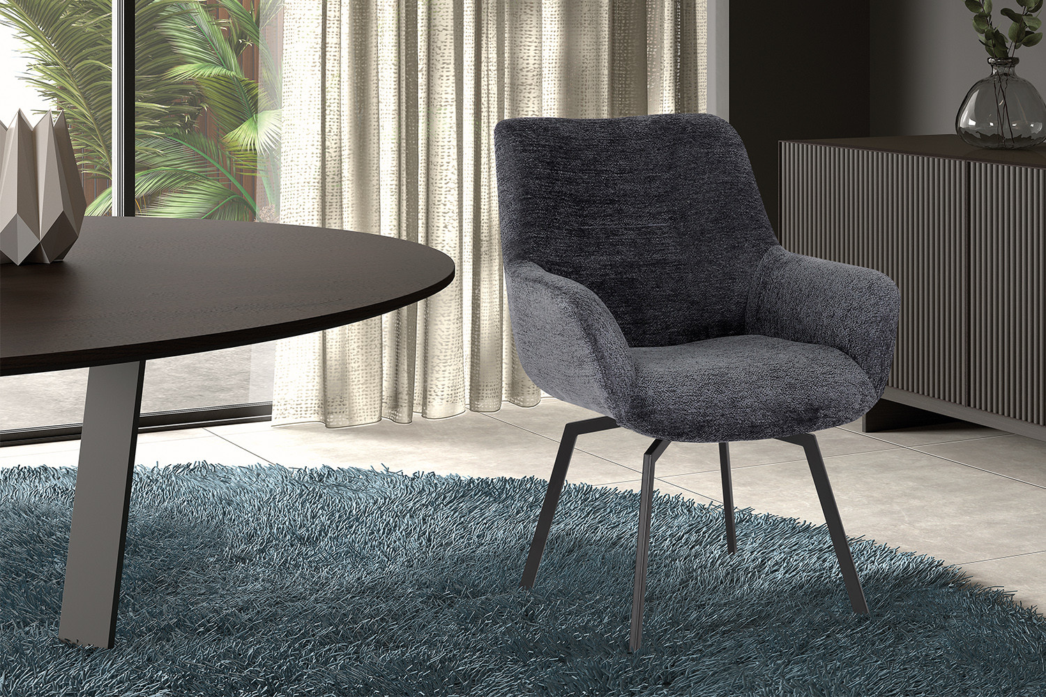 Image 1 for SALE - Stoel Modest Draaibaar Stof Fabb Raven 18 Donkergrijs