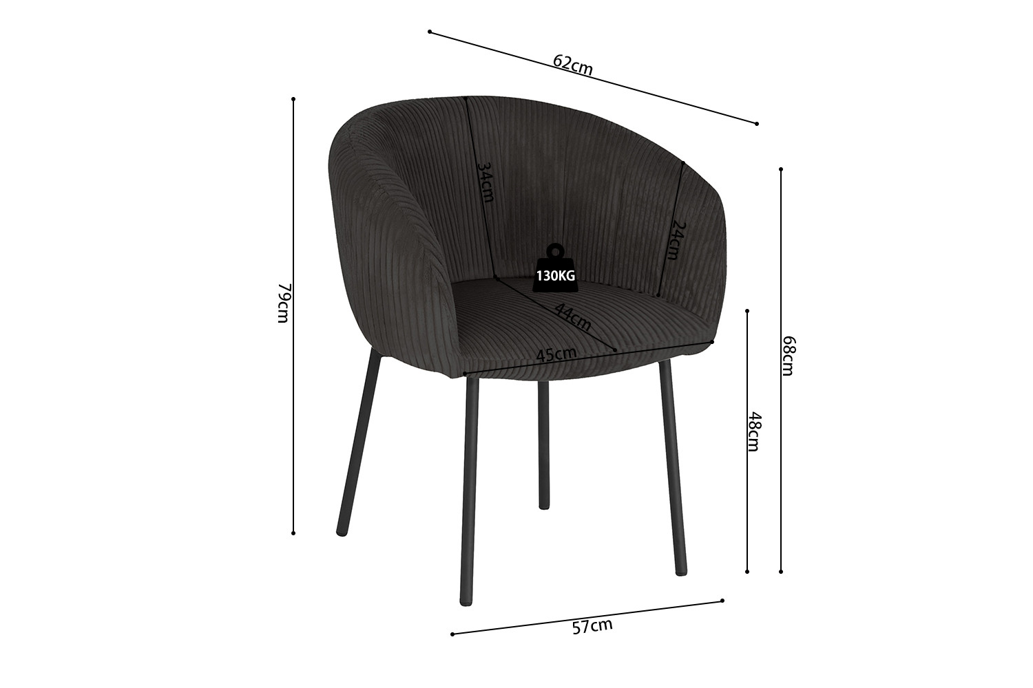 Image 10 for Stoel Sevilla Corduroy Fabb Hyper 16 Grijs