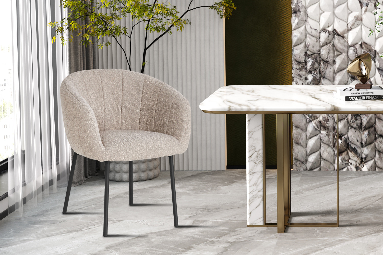 Image 1 for Stoel Sevilla Bouclé Zand