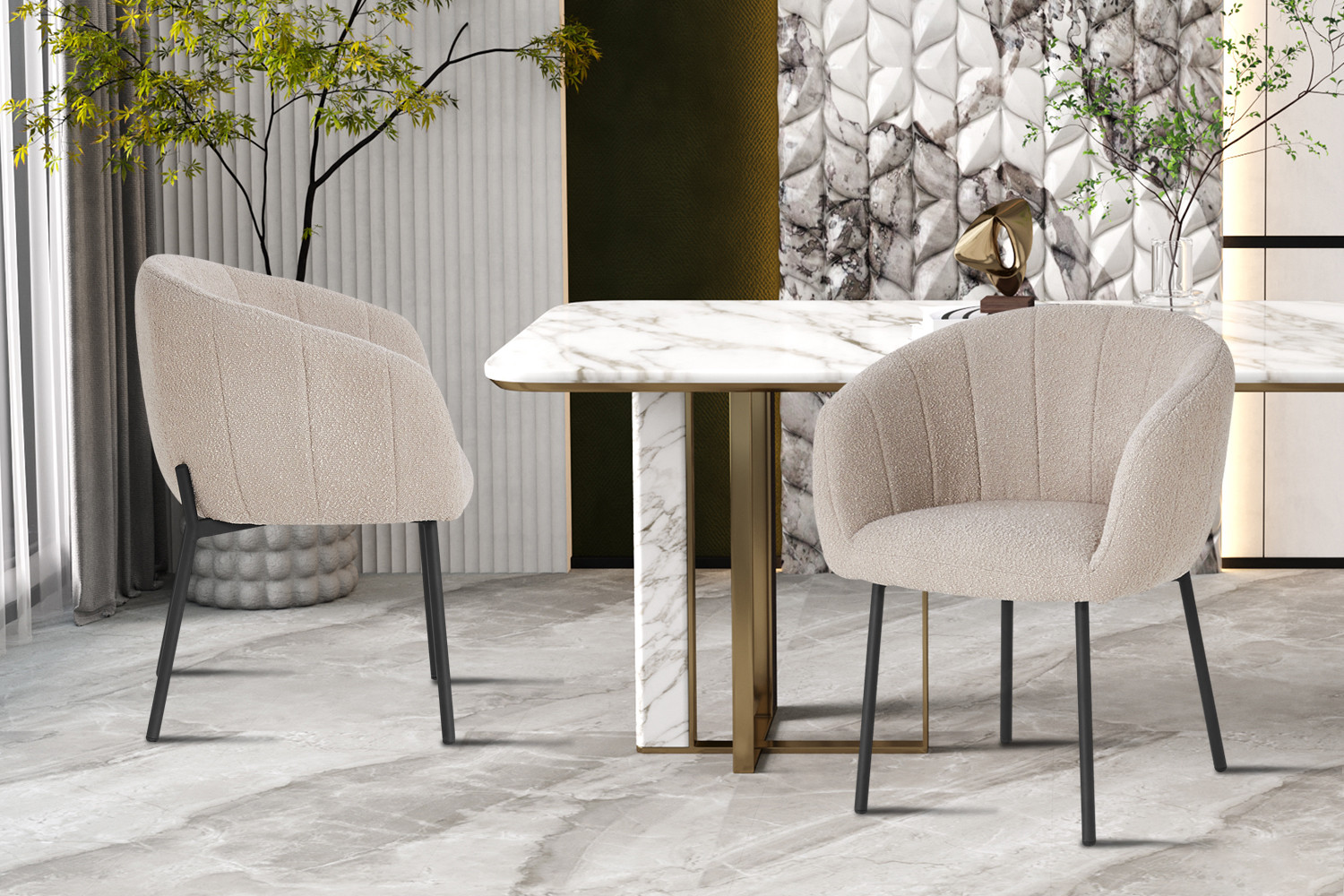 Image 2 for Stoel Sevilla Bouclé Zand