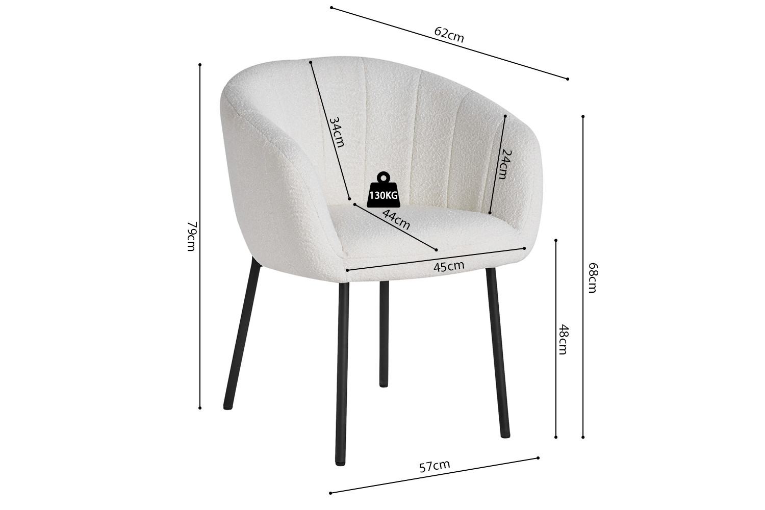 Image 8 for Stoel Sevilla Bouclé Wit