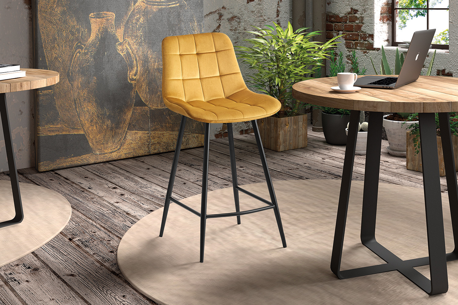 Image 2 for Counterstoel Juta Fluweel Goud