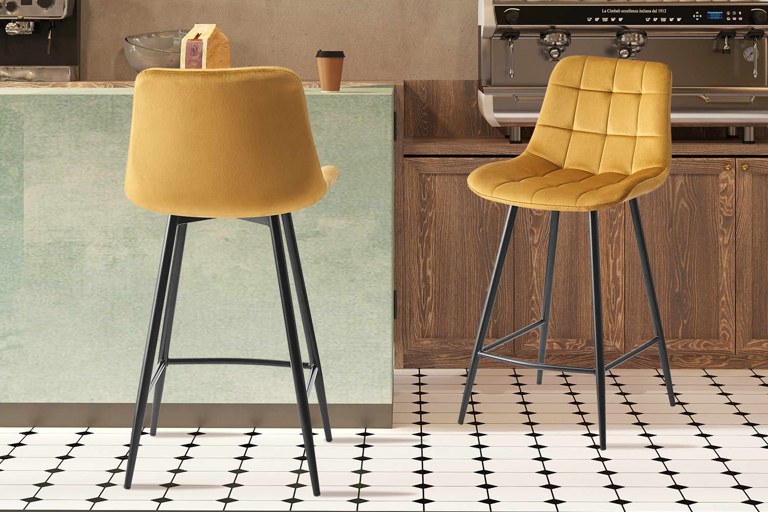 Image 1 for Counterstoel Juta Fluweel Goud