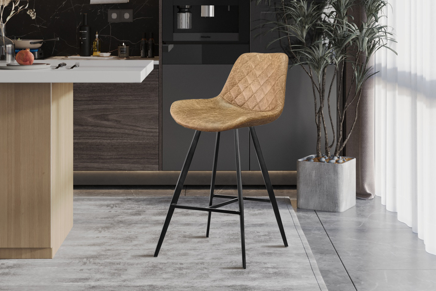 Image 2 for Counterstoel Alicante PU Ote Topper 02 Cognac