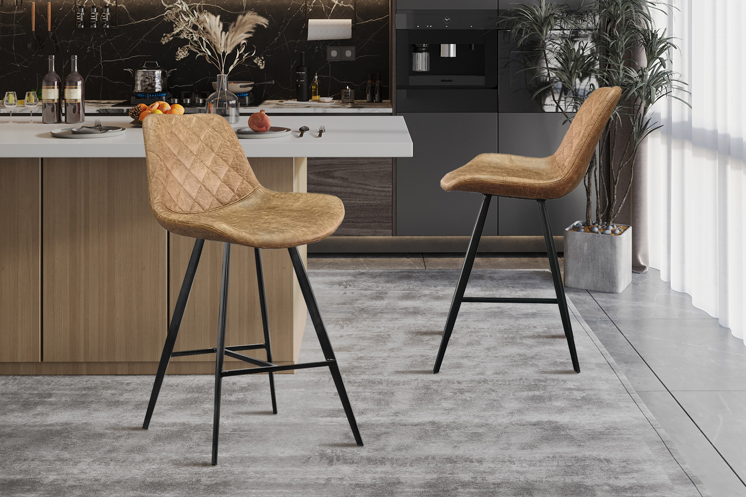 Image 1 for Counterstoel Alicante PU Ote Topper 02 Cognac