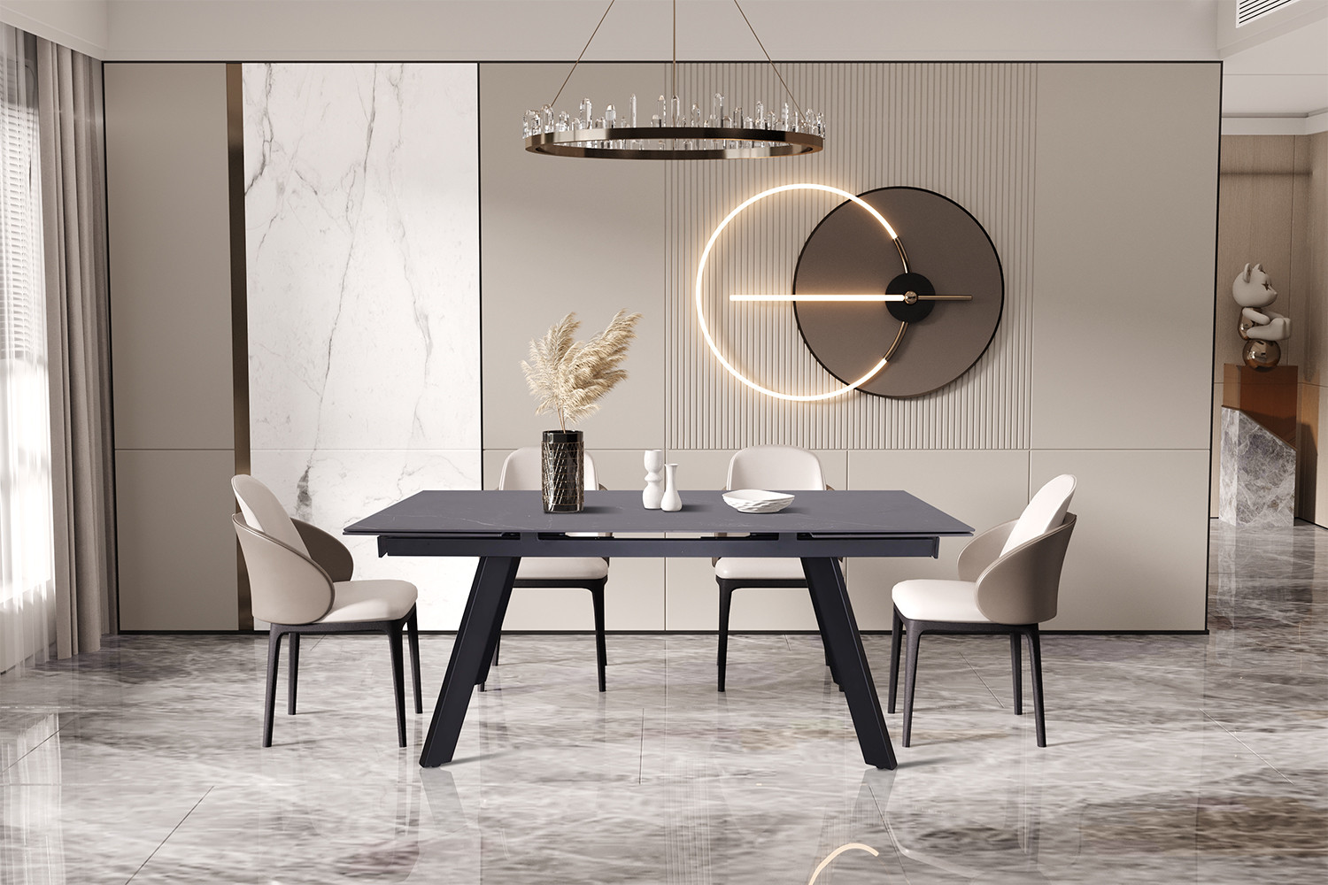 Image 3 for Uitschuifbare tafel Hera 160-240 cm Rechthoekig Steen Zwart