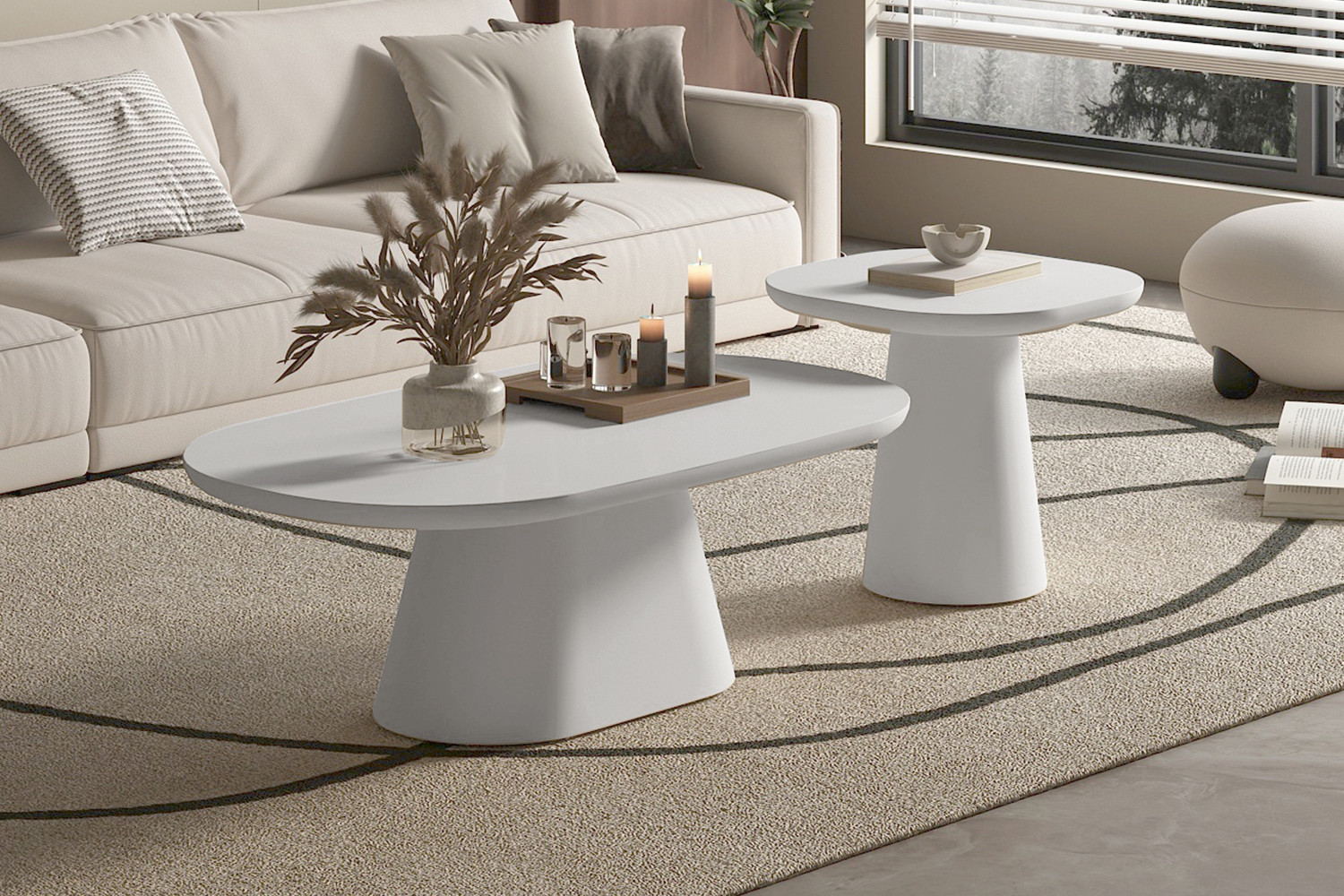 810171f6-5853-46be-af53-05ad7253c58f Image 2 for NEW - Salontafel Tavira 120 cm Ovaal Cement Ecru