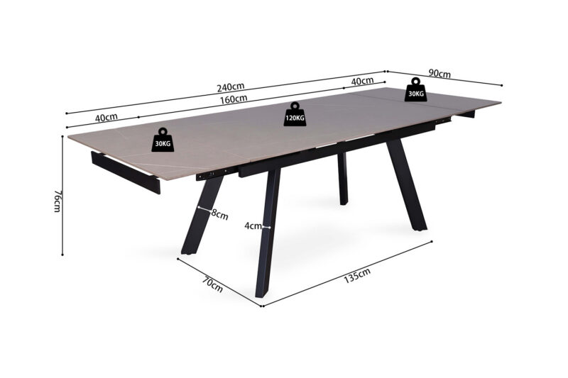 Image 11 for SALE - Uitschuifbare tafel Hera 160-240 cm Rechthoekig Steen Grijs