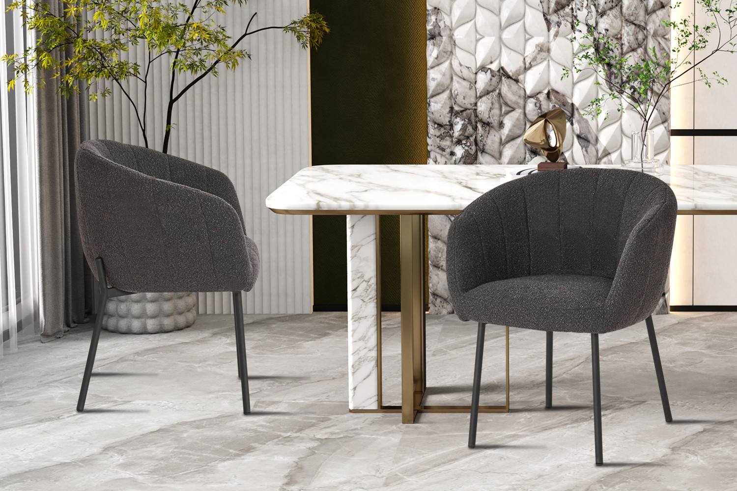 Image 2 for SALE - Stoel Sevilla Bouclé Grijs