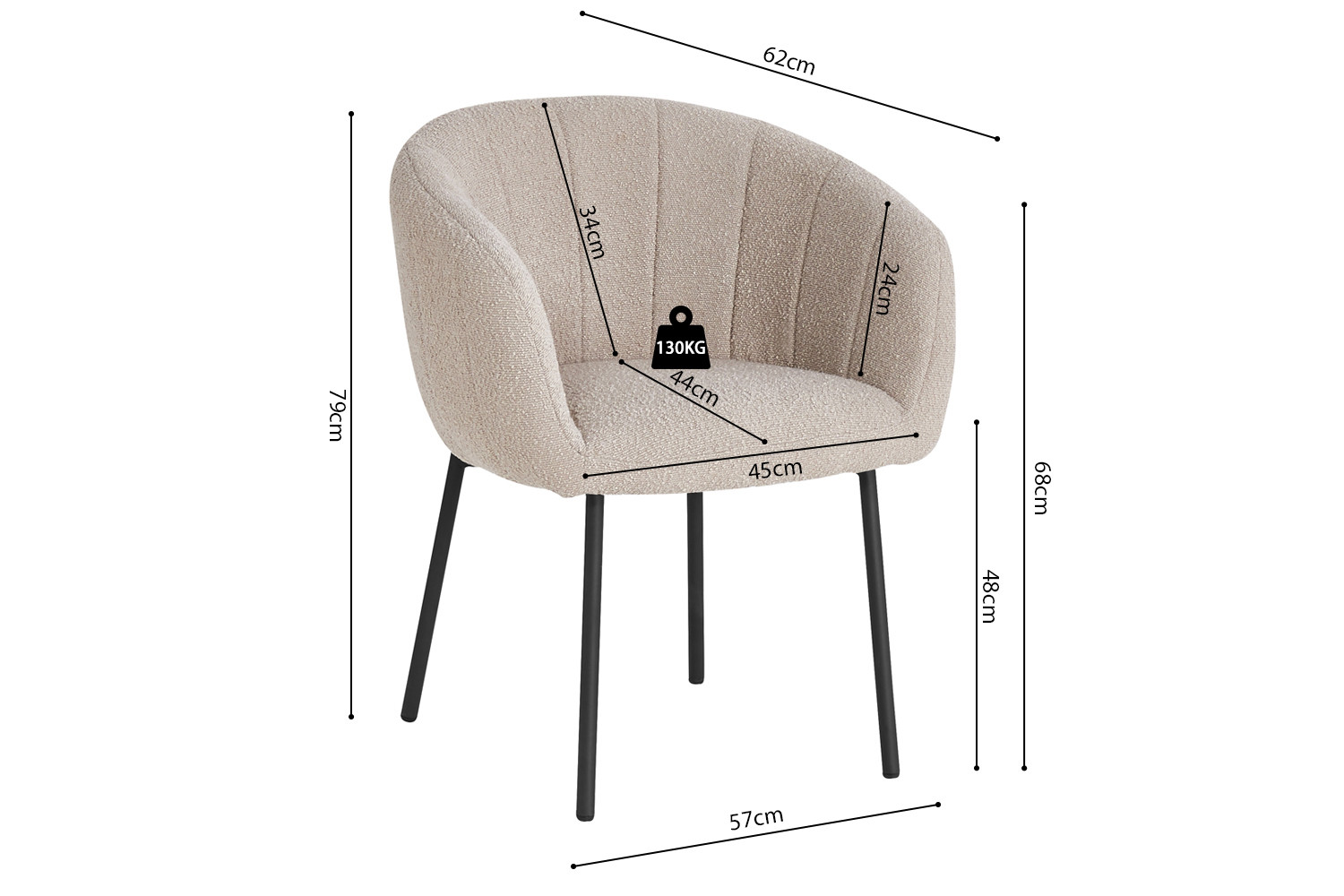 Image 8 for Stoel Sevilla Bouclé Zand