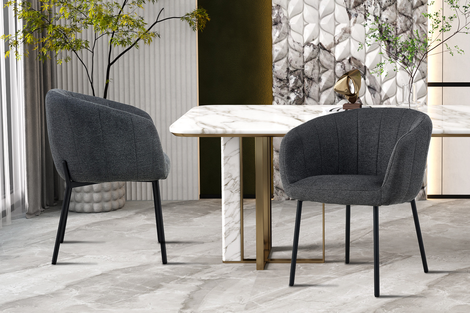 Image 1 for Stoel Sevilla Stof Donkergrijs