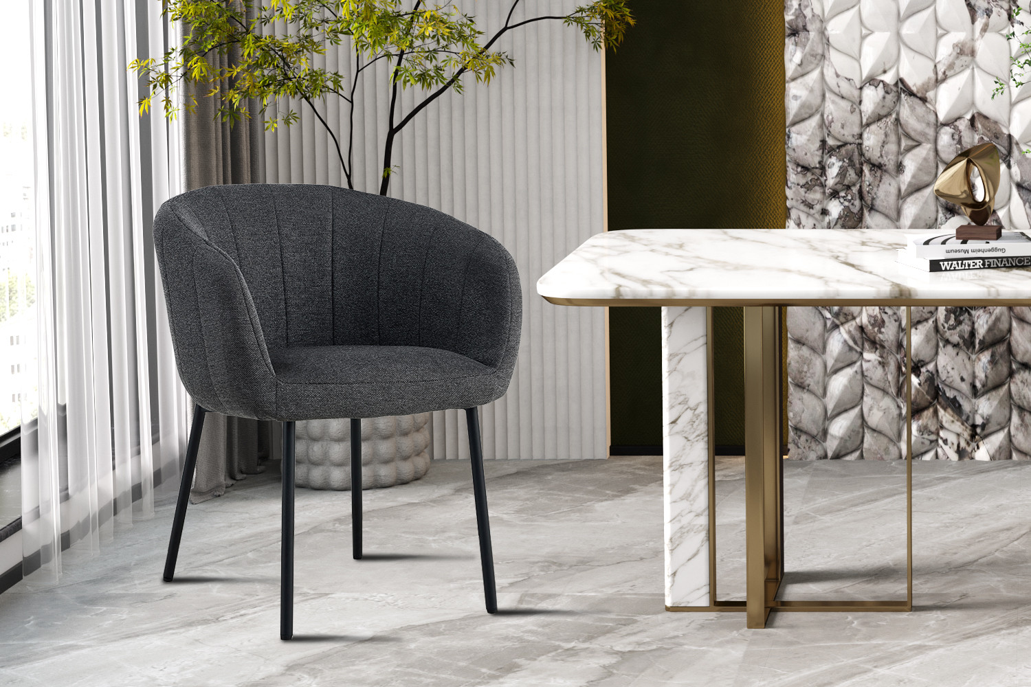 Image 2 for Stoel Sevilla Stof Donkergrijs