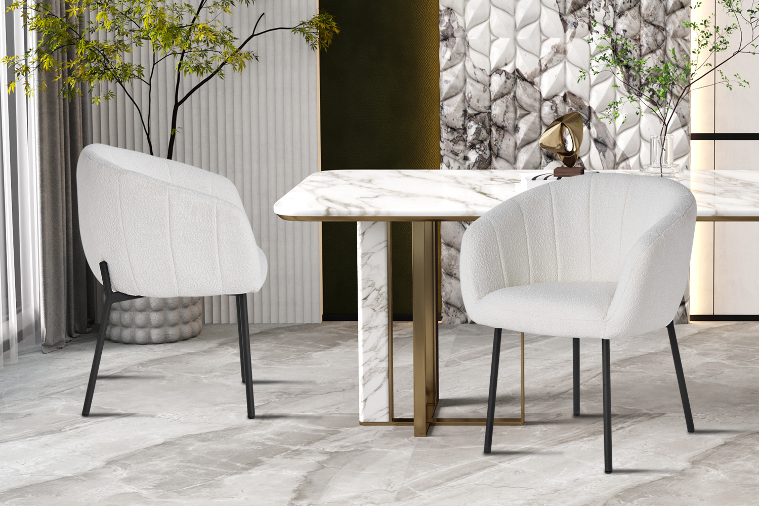 Image 2 for Stoel Sevilla Bouclé Wit